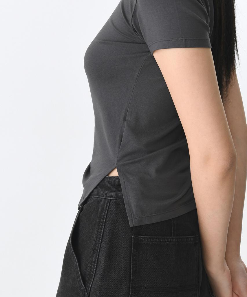 MUSINSA STANDARD WOMAN Women'S Tencel Side Luchid T-Shirt [Dark Grey]