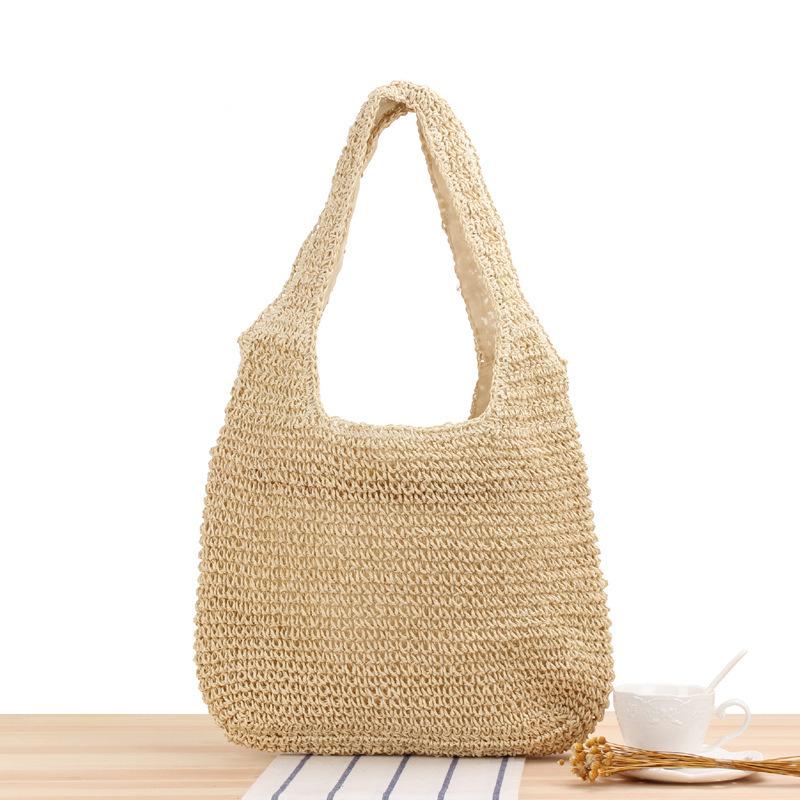 European And American Shoulder Paper Rope Woven Bag Mori Series Hand-Woven Bag Casual Versatile Large-Capacity Beach Bag