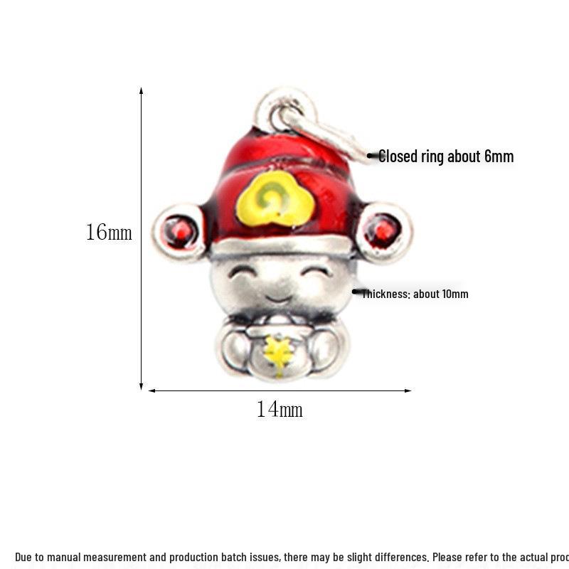 S999 Sterling Silver Five Blessings Pendant with 3D Epoxy and Braided Rope for DIY Jewelry