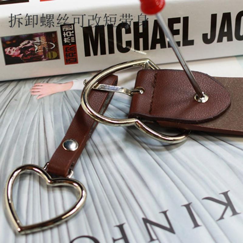 Korea Japan Style Soft Girl Love Heart Metal Buckle Pu Leather Belts Ladies Office Work Runway Belt