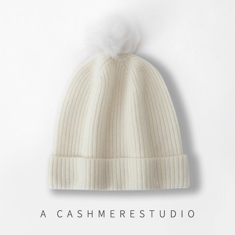 New Style Women's High End Solid Color Fur Ball Warm and Fashionable Knitted Cuffed Casual Toe Cap