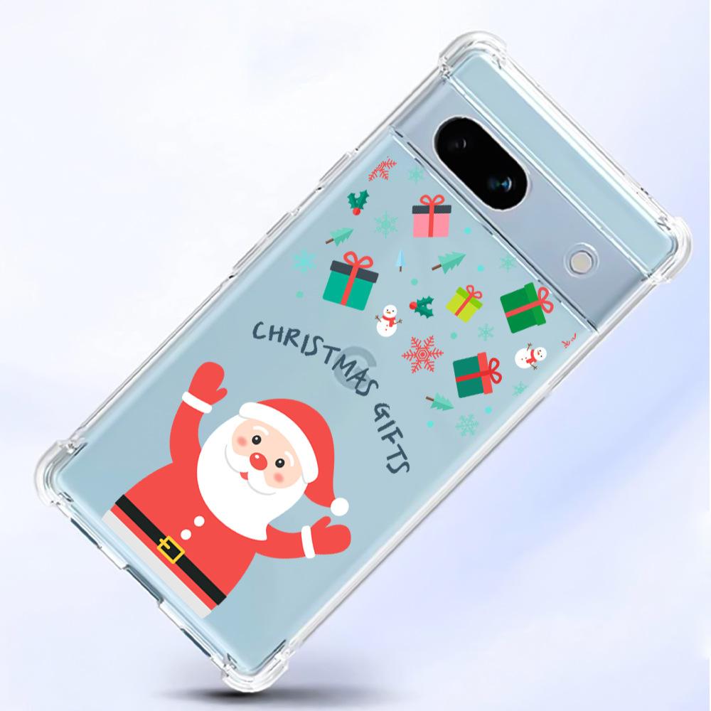 Christmas Four-Corner Drop-Proof TPU Case for Google Pixel 8 Mobile Phone - Festive Design