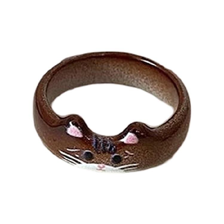 Cartoon Tropfenglasur Katzenring Tierisches Thema Fingerband Schmuck Handgefertigte Accessoires für den Alltag oder zum Verschenken