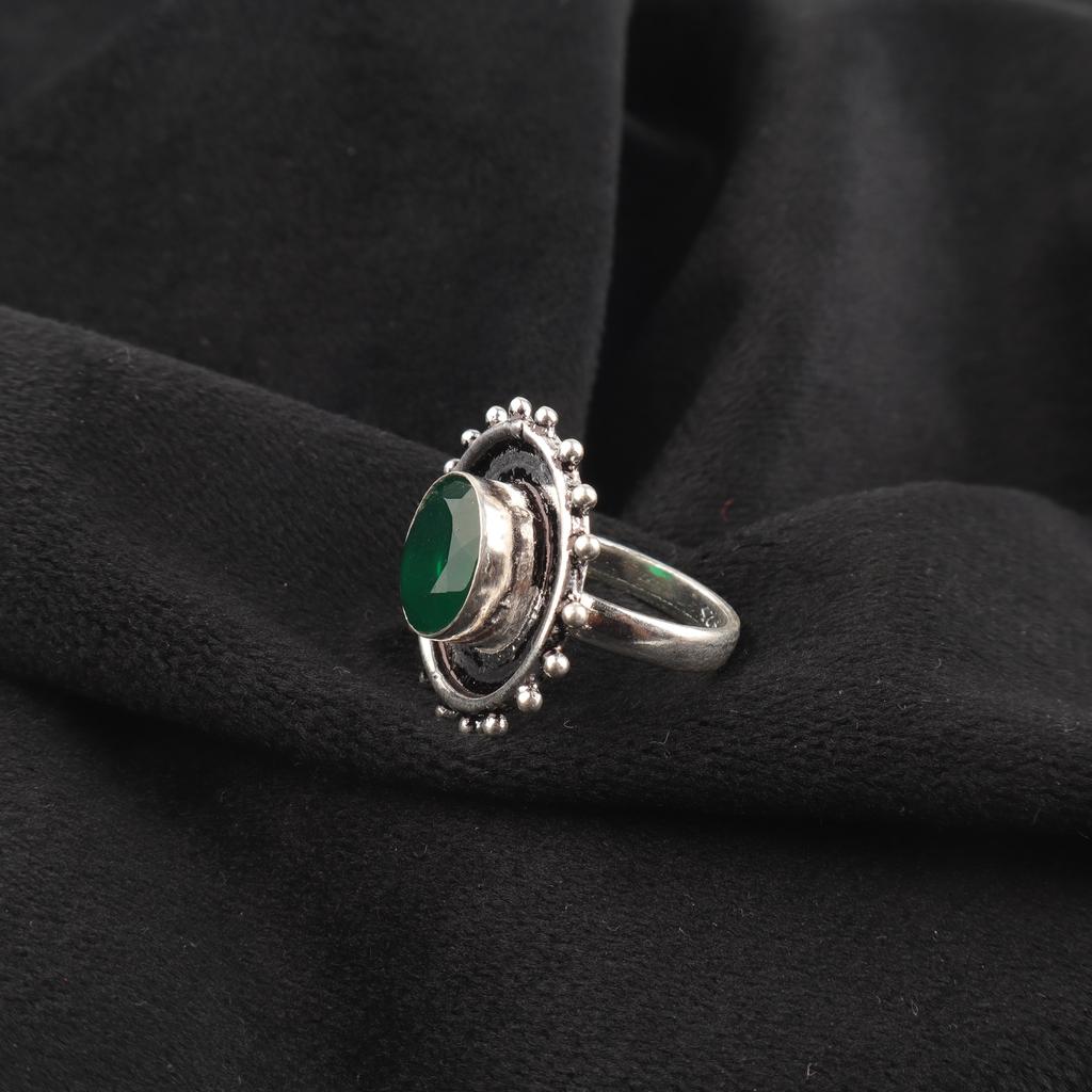 Green Onyx Gemstone Jewelry,  925 Solid Sterling Silver, Boho Onyx Ring Birthstone Jewelry, Gift For Wedding Jewelry