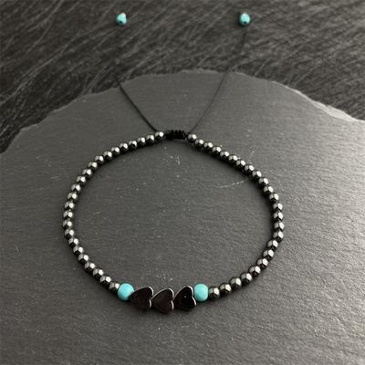 New Valentine's Day Love Bracelet 3mm Obsidian Handwoven Women's Bracelet Simple Style Natural Stone Bracelet