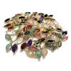 5Pcs, Natural Stone Marquise Faceted Connector Charms 11×25mm, Golden Plated Edge Pendants for DIY Necklace Bracelet Jewelry Making