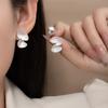 Folded Fan-Shaped Silver Needle Stud Earrings Cold Wind Simple Fashion Versatile Earrings Women'S Light Luxury High-End Sense 925 Ear Jewelry