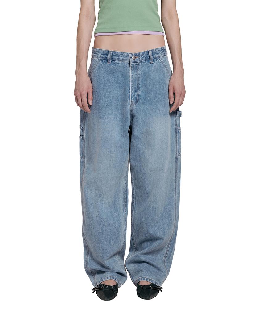 Lotaib Work Drop-Line Denim Pants - Light Blue