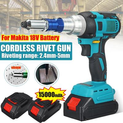 10000N Brushess Electric Rivet Gun Cordless Rivet Nut Gun Drill Riveting Tool Screwdriver 2.4-5mm For Makita 18V Battery