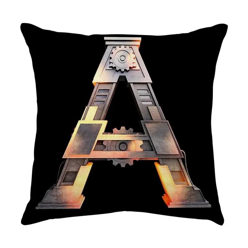 Luxury Home Decor Pillow Cover Car Living Room Sofa Cushion Cover Mechanical Style Letter Pattern Cushion Cover