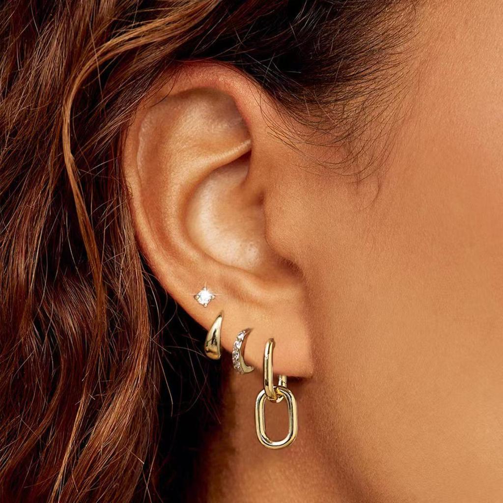 Cross-Border Women's Gold Hoop Earrings for Multiple Piercings – Exquisite Fashion Jewelry