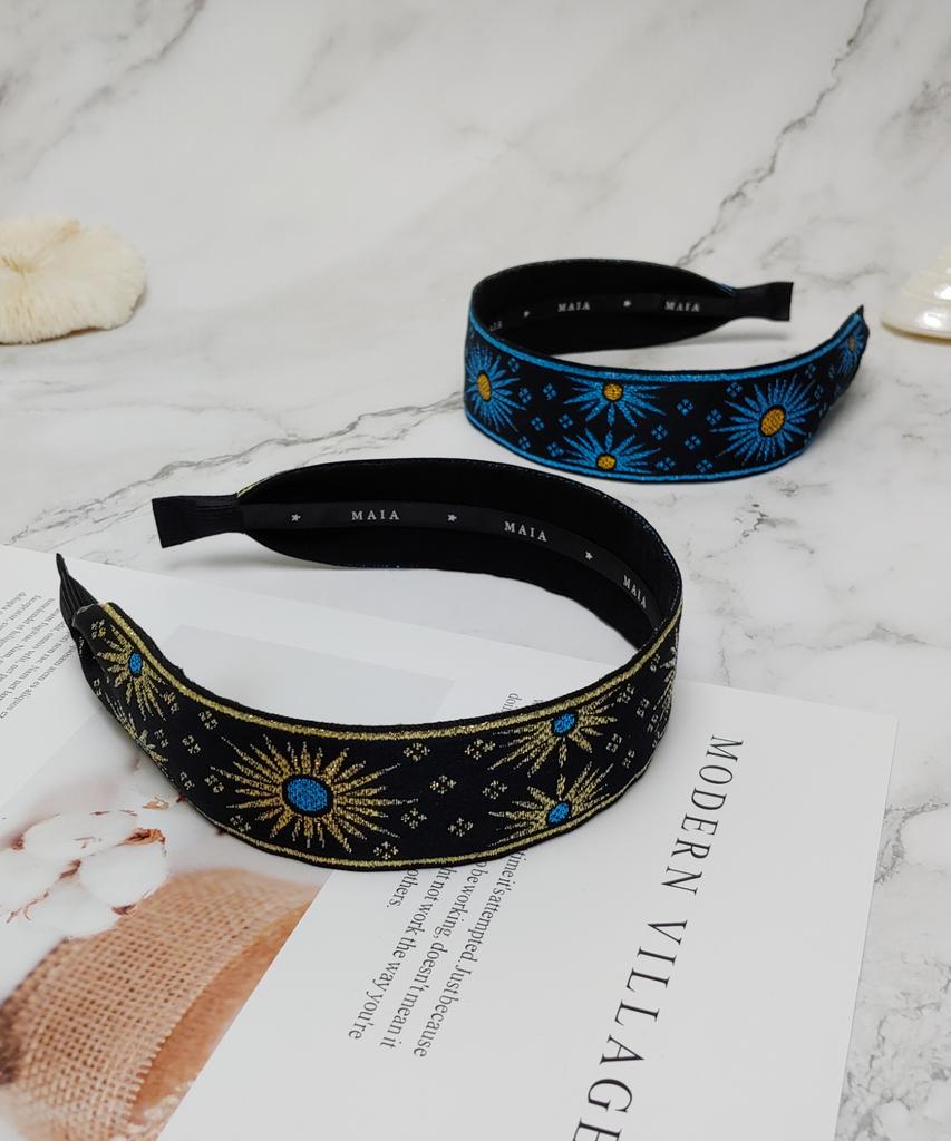 Maia Retro Pearl Headband - Blue