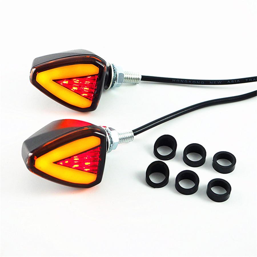 2x 12V Scooter Moped Motorcycle LED Turn Signal Light Indicator W/ Red Stop Lamp