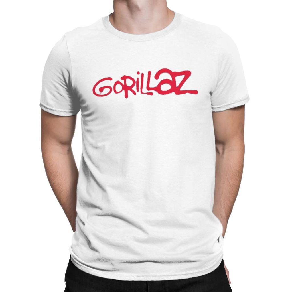 Magliette con Logo Rosso Pennello Gorillaz Uomo Band Musicale Punk Rock Anni '90 Y2K Umorismo Maglietta Puro Cotone Girocollo Manica Corta Maglietta Regalo