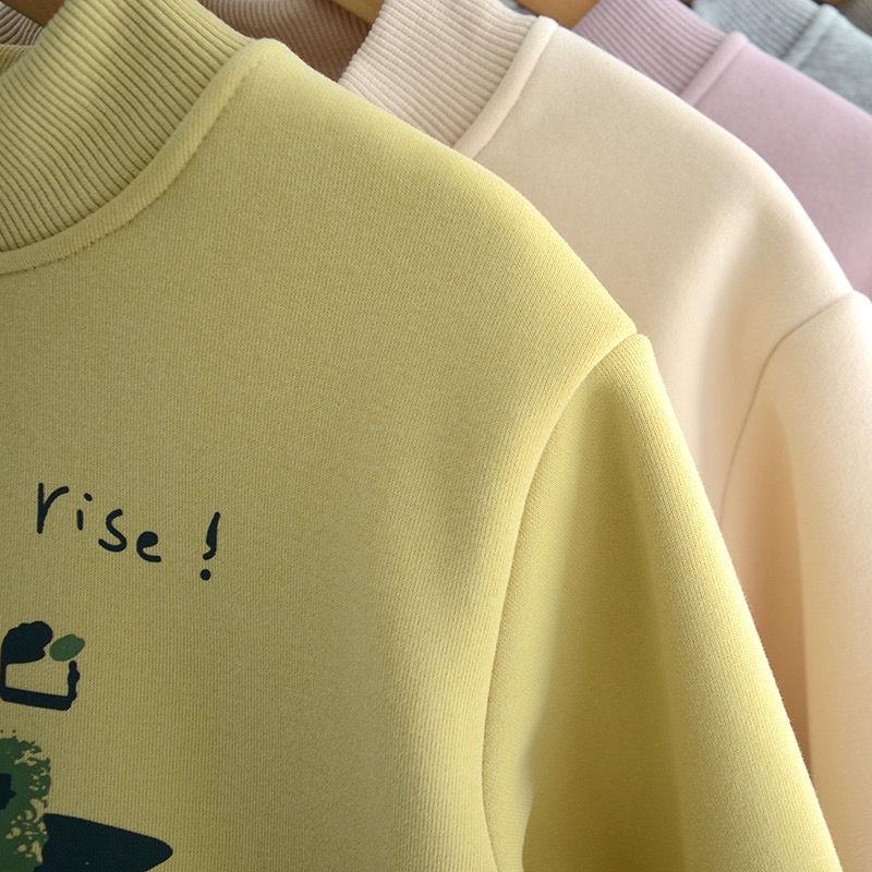 Kids' Fleece-Lined Dinosaur Sweatshirt, Autumn/Winter, Coral Fleece, Half-High Collar, Thickened Warm Top