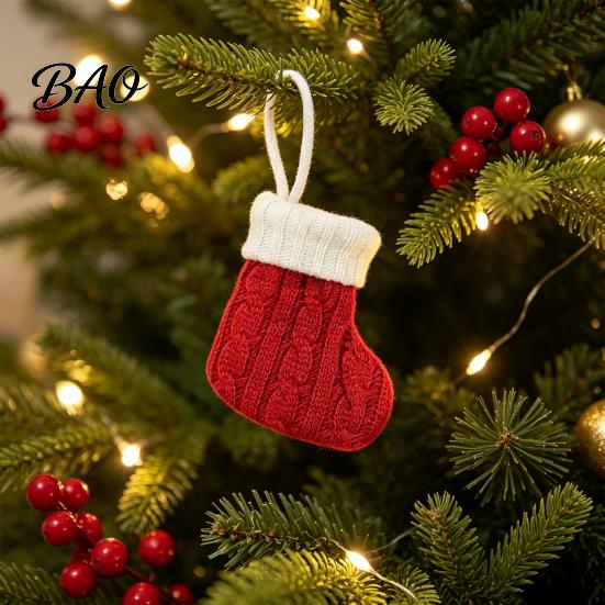 Mini Christmas Stockings Knitted Stocking Ornaments, Knit Xmas Tree Hanging Decor, Small Cute Pendants for Tree, Mantel, Doorway Holiday Party