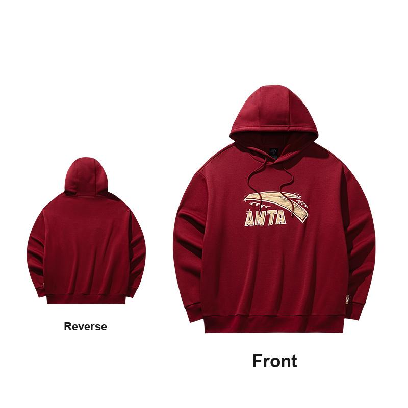Anta Autumn Fleece Hooded Sweatshirt Unisex tops Lychee-Red 972548703-4