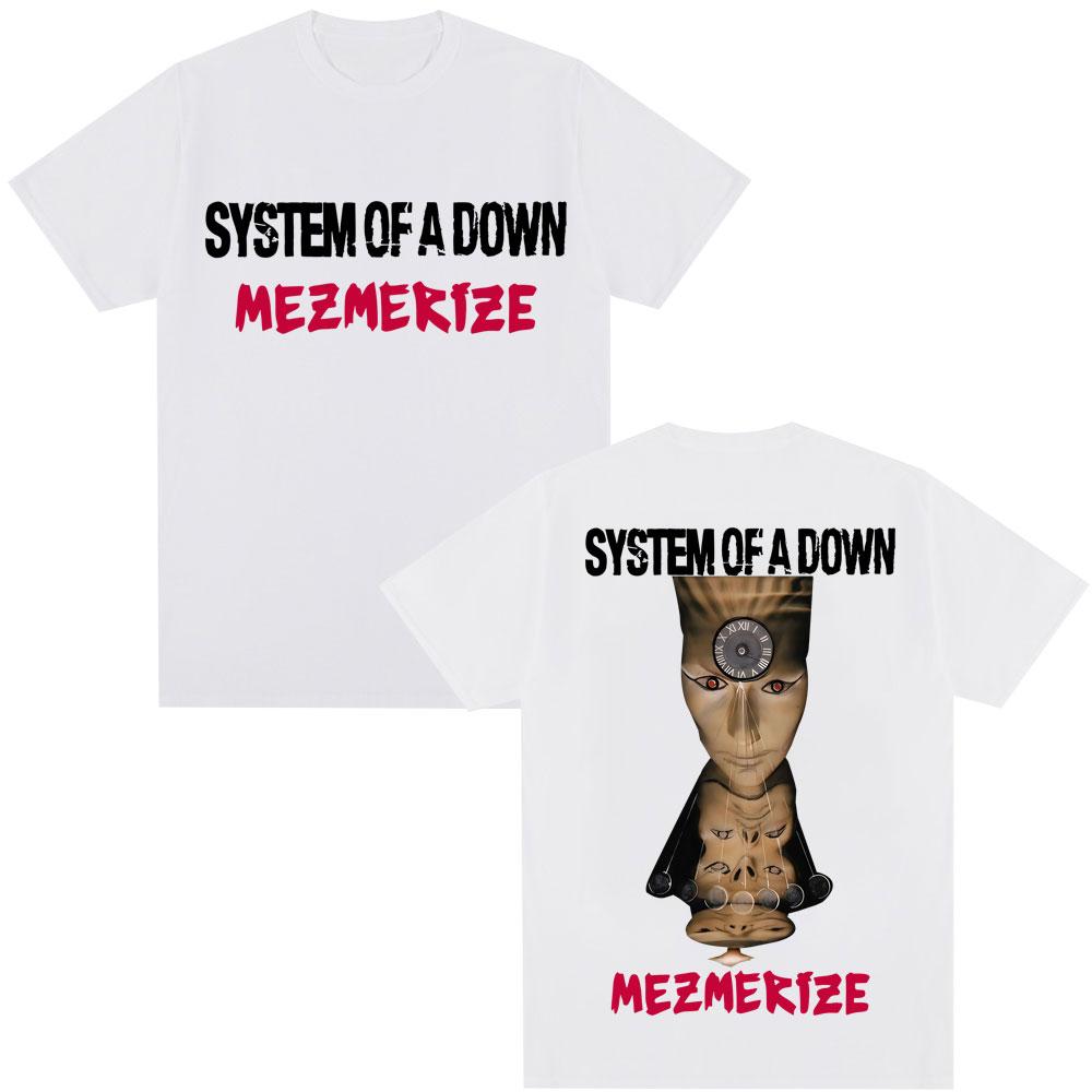 A Down Mezmerize Music Album T-shirt From The Rock Band System, Gothic Style 2025 Summer Pure Cotton 100% Printed Loose T-shirt