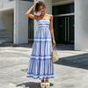 European and American Style Women's Clothing, Sexy Striped Printed Suspender Dress, Casual and Versatile