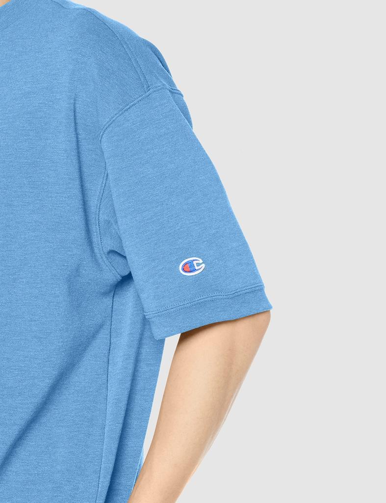Sweatshirt Short Sleeve Round Neck Relax Fit Quick Dry Stretch UV Protection TECH Terry Short Sleeve Sweatshirt Sports Ocean L [Champion] WEAVE(R)
