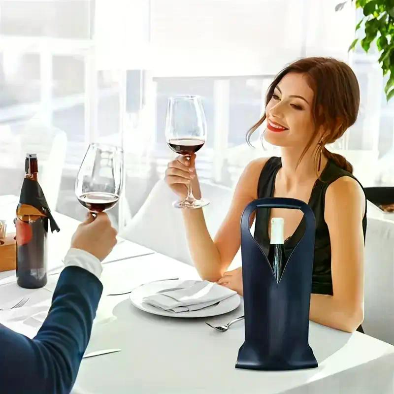 1pc Wine Packaging Bags Gift Bags Vintage PU Leather Tote Wine Bags Drinking Accessories Tote Gift Bags For Friends