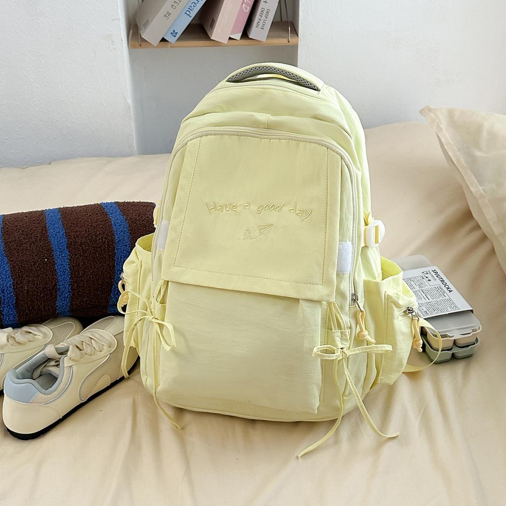 Schoolbag Large Capacity Solid Color Backpack Women's 1011 New High Value Cute Student Schoolbag Versatile Travel Backpack Tide