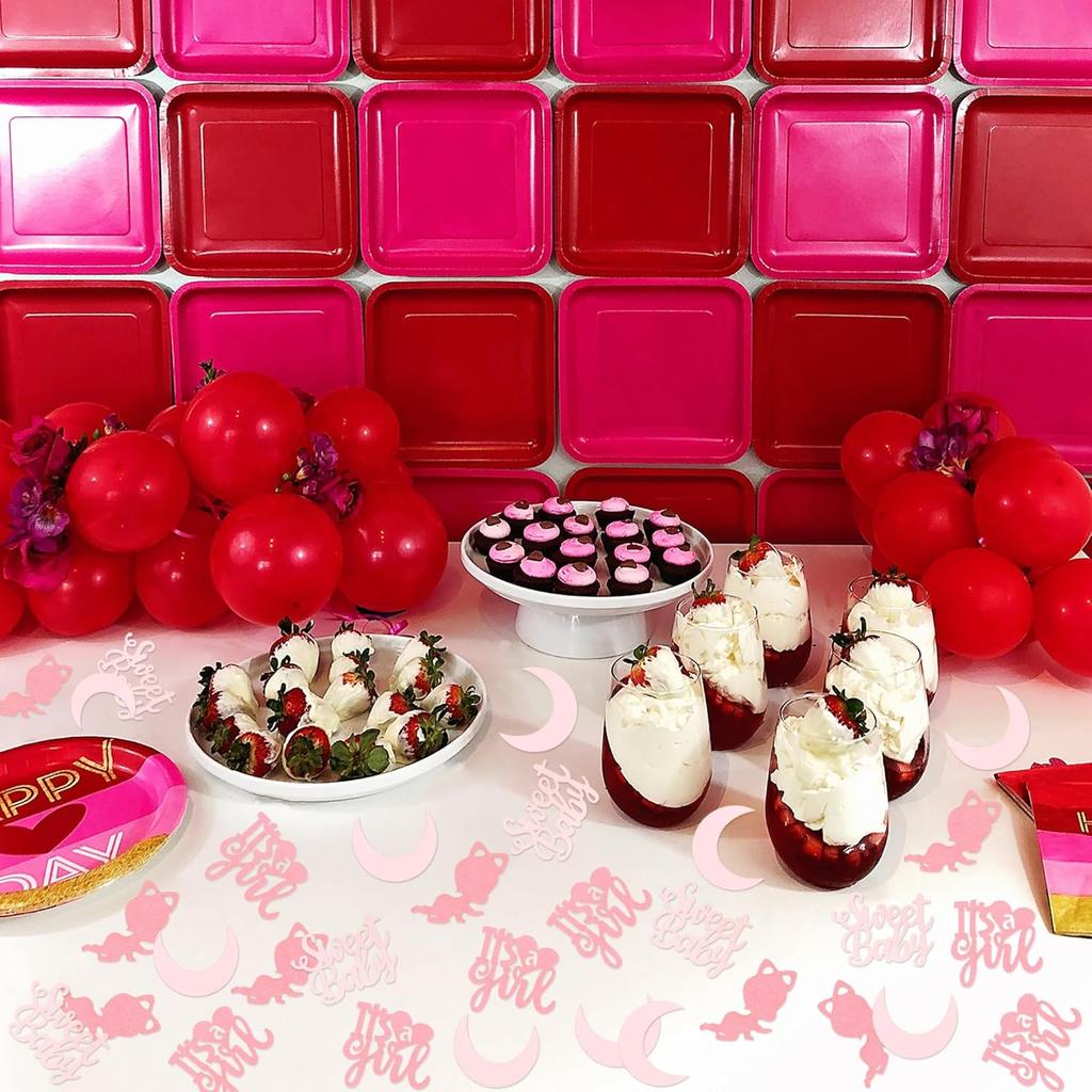 100 Pieces Baby Shower Confetti - It's a Girl Sweet Baby Confetti Decorations Pink Girl Table Scatter, Sprinkles Decor for Baby Shower Gender Reveal