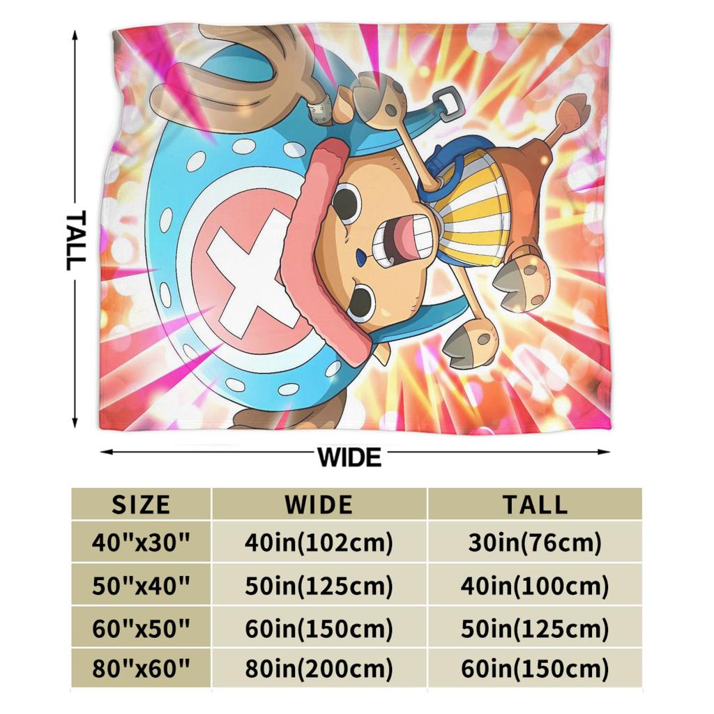 Tony Chopper Flannel Blanket Winter Anime Warm Bedding Throws for Kids Adult Couch Bed Fluffy Bedspread Sofa Bed Cover