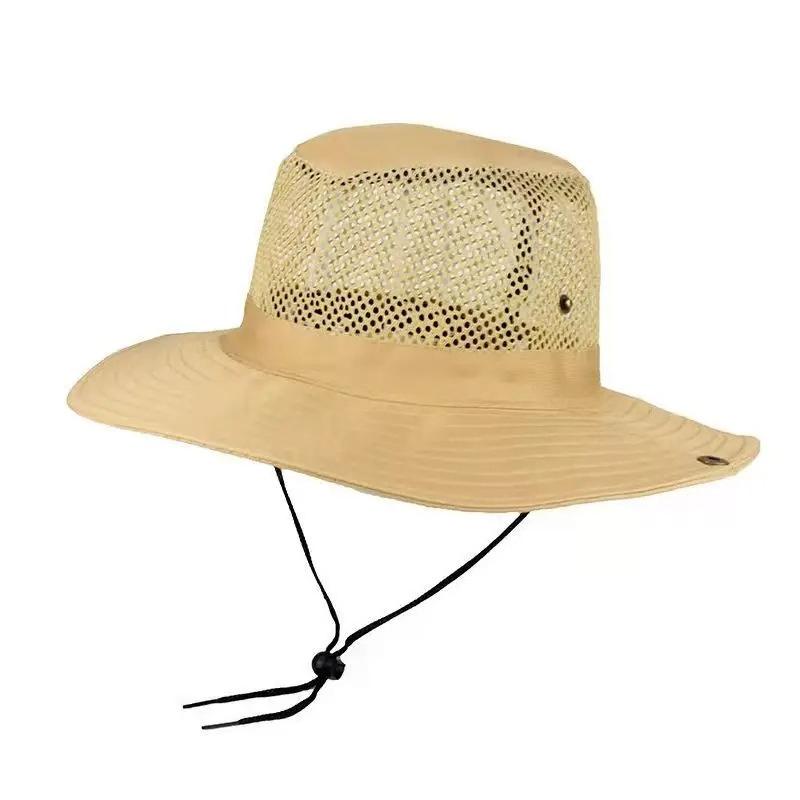 Chapeau de pêche Casquette d'alpinisme Casquette en maille pour camping en plein air Chapeau pare-soleil pour homme à larges bords Chapeau camouflage Casquette de soleil de voyage kaki