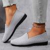 Women's Solid Color Knit Loafers Lightweight Anti Slip Flat Shoes for Casual Wear