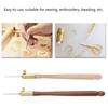 Embroidery Crochet Hooks with 3 Needles Wooden Handle Hook Latch Beaded Needle for Embroidery Sequin Beading Knitting DIY Sewing