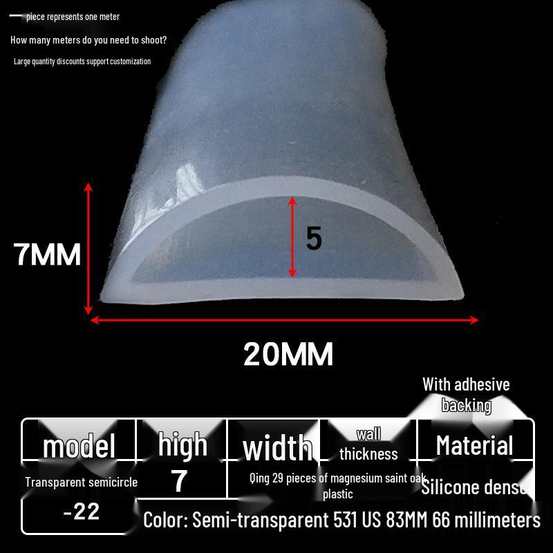 Striscia Autoadesiva in Silicone Trasparente Tipo D per Smorzamento Vibrazioni e Isolamento Acustico per Porte e Finestre