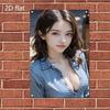 Vintage Iron Wall Art Sign Korean Beauty Metal Poster Home Decor Woman Face
