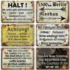 Německá vojenská kovová nástěnná socha z doby studené války|Hraniční slogan, Téma Berlínské zdi/NDR, Cínová deska, Dárek na Halloween a Vánoce, Domácí dekorace
