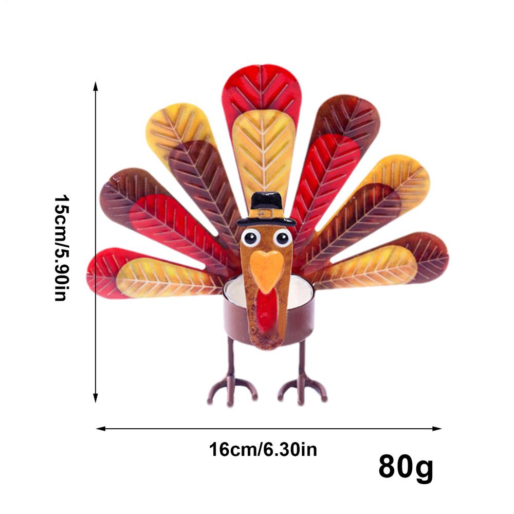 Thanksgiving Tealight Holders Alloy Fall Harvest Candle Holder Turkey Design Harvest Theme Candlestick For Table Centerpiece