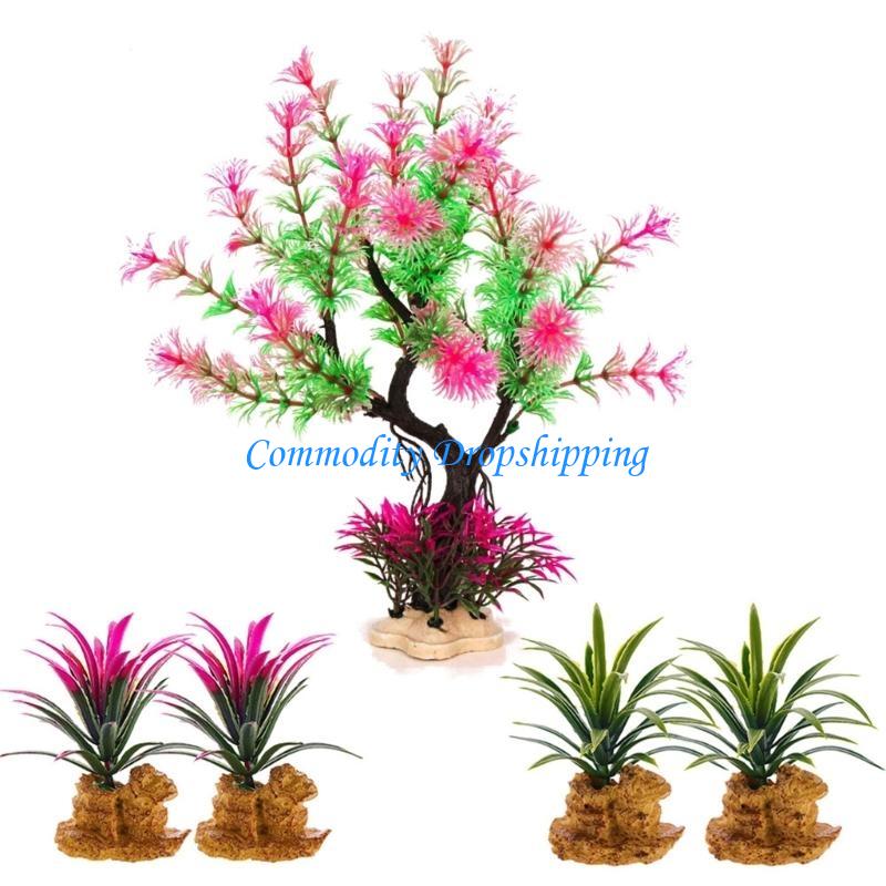Y5JC Natural Lookings Water Plant Fishtanks Ornament Home Office Aquariums Decoration