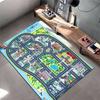 Colorful City Map Rug with Landmarks Non-slip Rug Suitable for Living Room and Bedroom Sofas.