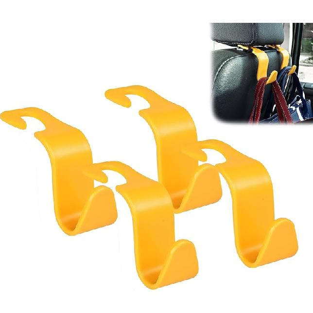 Amooca Car Seat Headrest Hook 4 Pack Hanger Storage Organizer Universal For Handbag Purse Coat Universal Fit Vehicle Car S Type Red