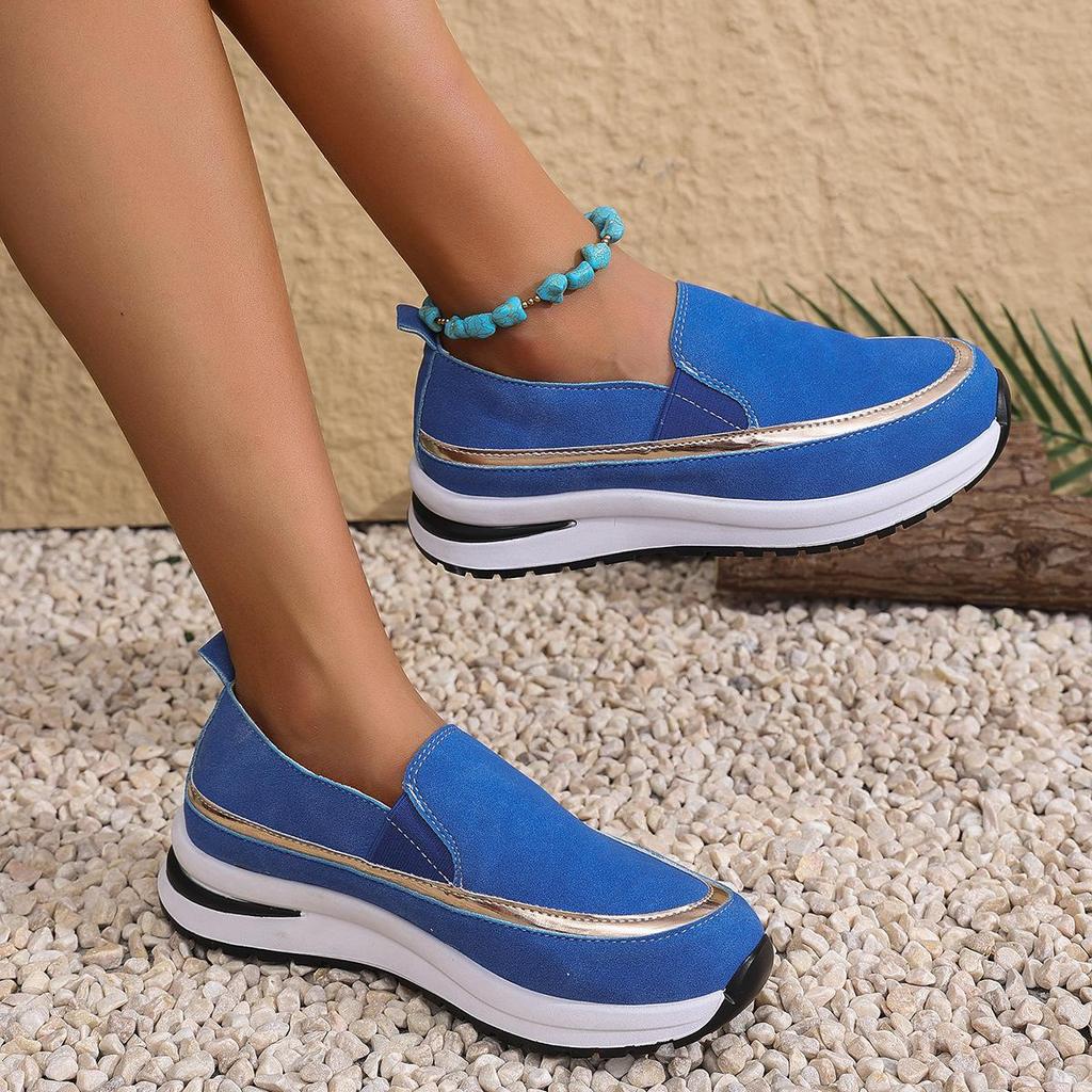 Zapatos Casuales de Talla Grande para Mujer Suelas Gruesas Combinación de Colores Slip-on Deportivos Zapatos de Mujer