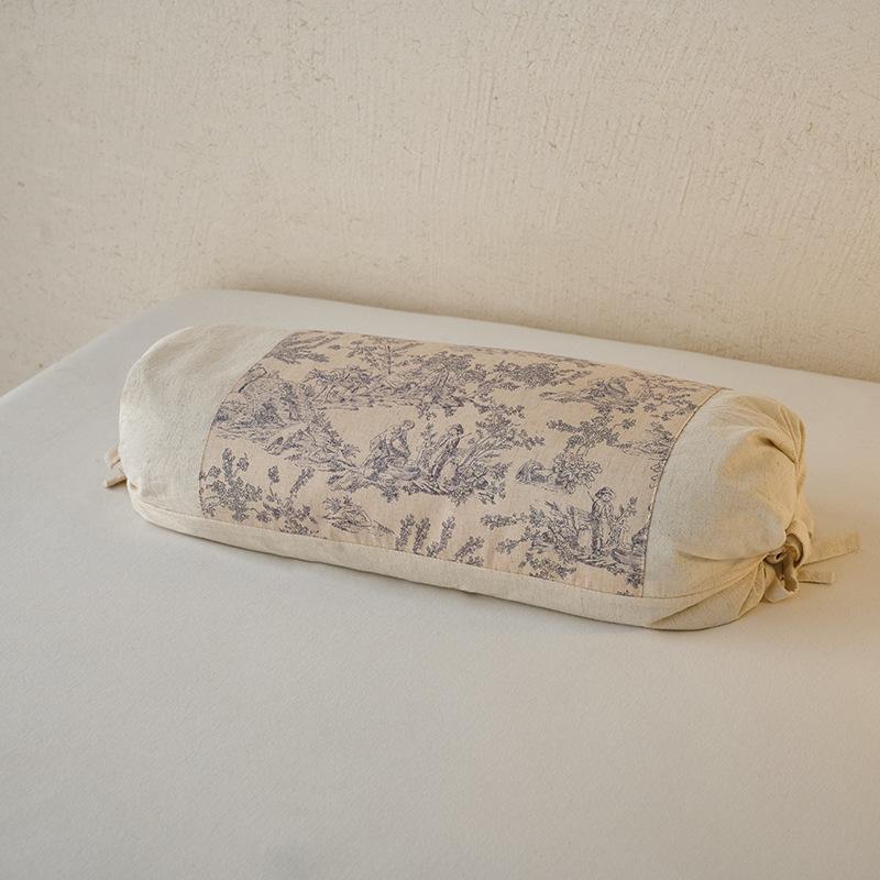 

Ретро хлопково-льняная гречневая подушка с регулируемой высотой, подушка для шейного отдела позвоночника, жесткий наполнитель для студентов и взрослых 30x60cm 1pcs