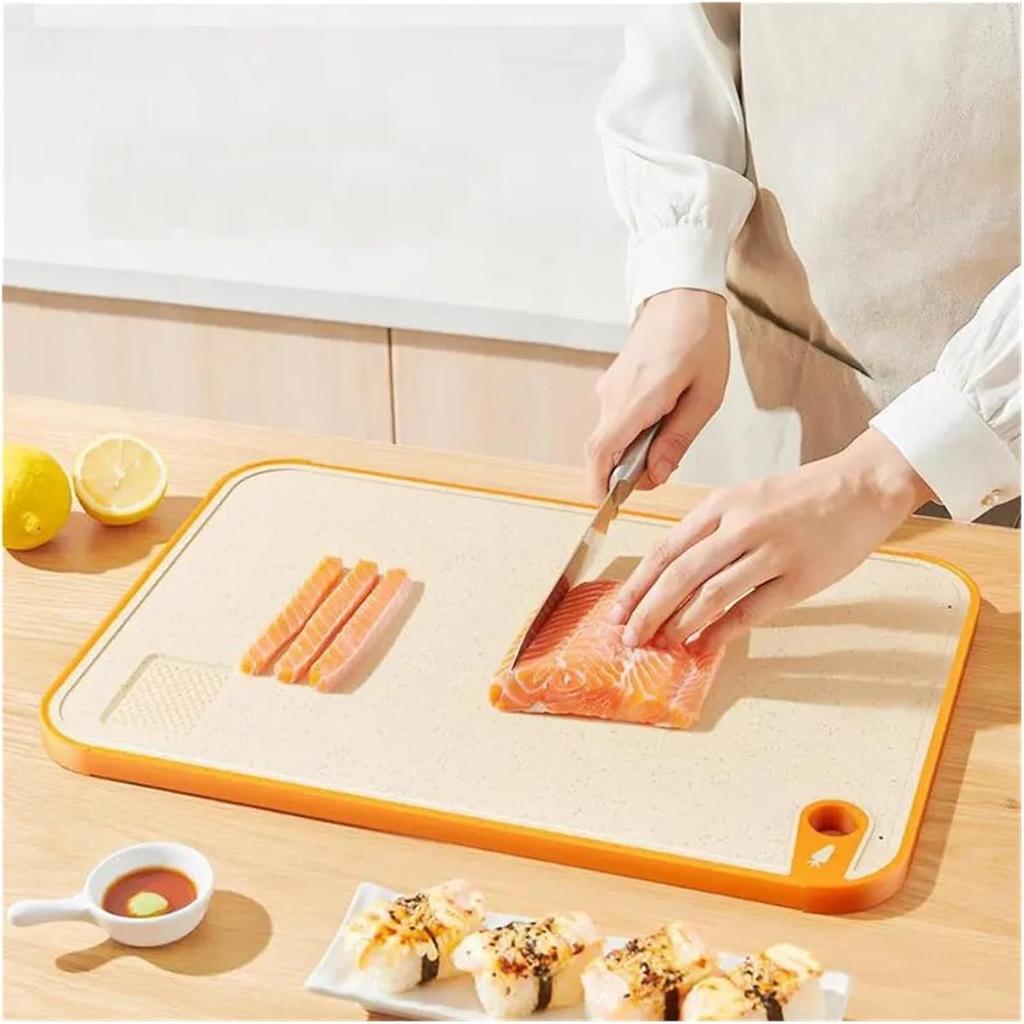 Double-Sided Wheat Straw Cutting Boards for Kitchen Dishwasher Safe Chopping Board with Juice Grooves for Meat Fruits Vegetables