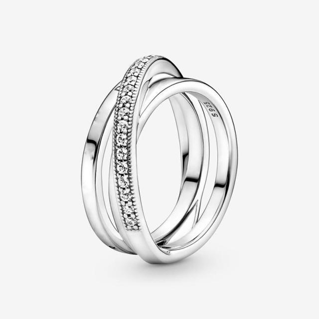 2022 New Winter Style 100 %925 Triple Spiral Sterling Silver Ring Fashion Women 'S Party Jewelry