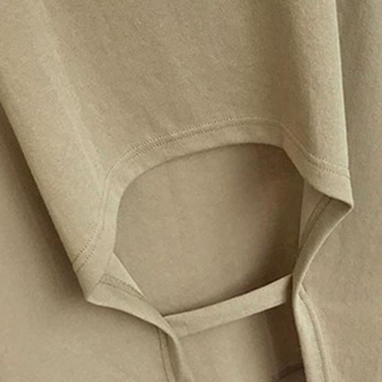 Dámské zkrácené topy s kulatým výstřihem a krátkým rukávem, design s dutými zády, jednobarevné topy, letní prázdninové tričko