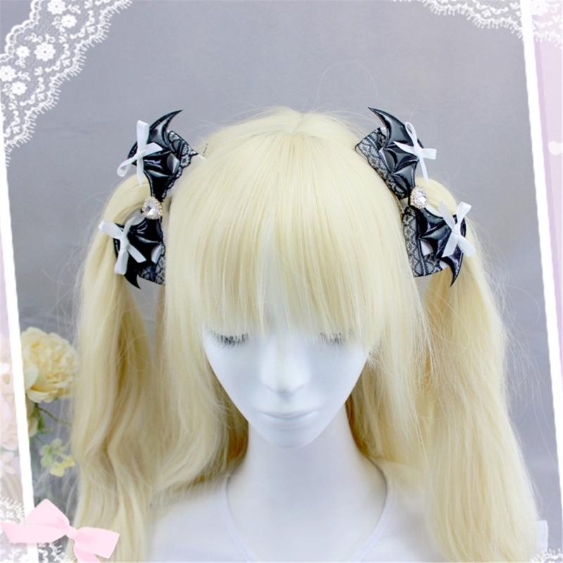 Netopýří mašle do vlasů, sponky do vlasů s mašlemi, aligátory, sponka, gotické netopýří křídla, vlasové doplňky pro cosplay párty