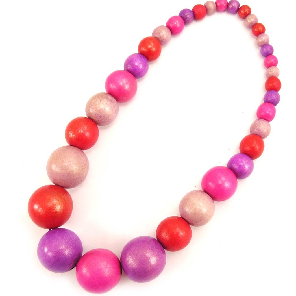 Les Trésors De Lily [L5264] - Collier bois 'Amazonia' rose mauve - 2 cm