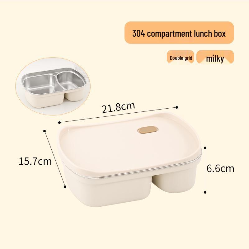 304 Stainless Steel Food-Grade Lunch Box with Lid for Students and Office Workers - Compartmented Takeaway Meal Container, Fresh-Keeping Seal