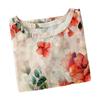 Women Casual Shirt Round Neck 3/4 Sleeves Colorful Flower Printed Blouse Bohemia Style Beach Shirt Streetwear