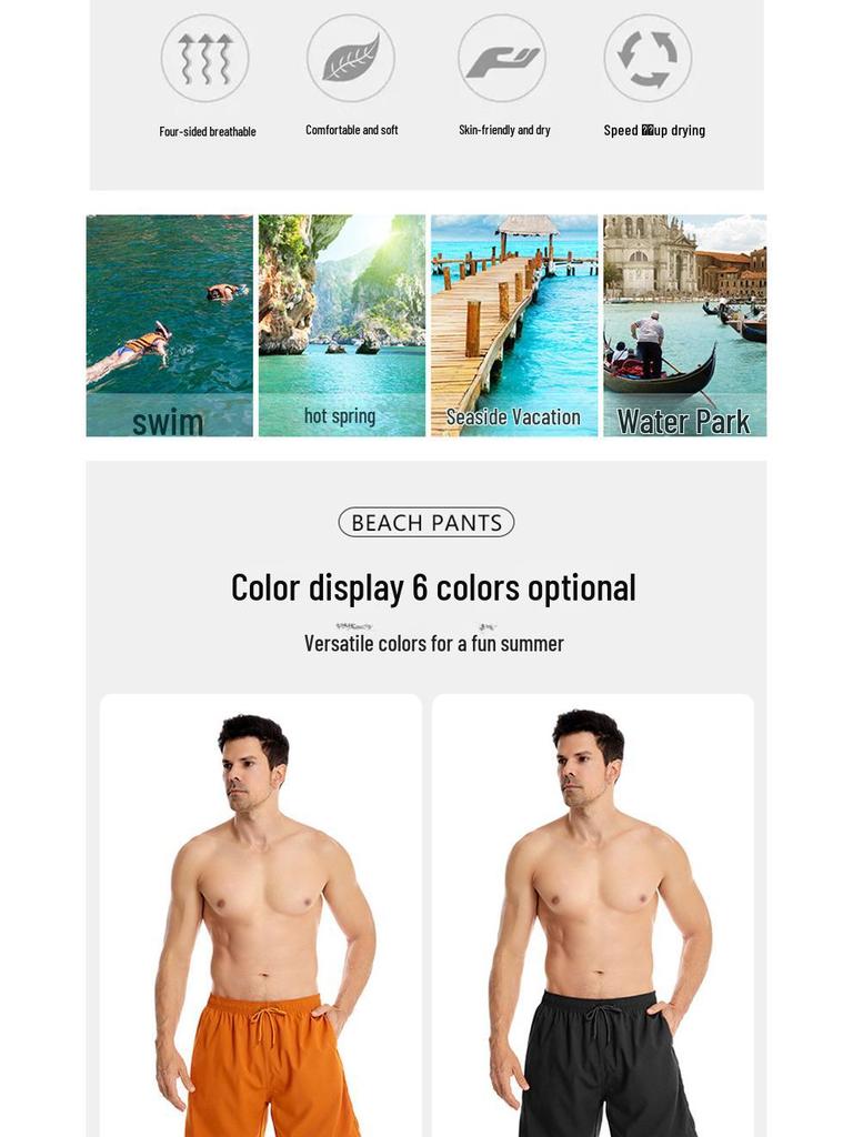 Herre ensfarget strand-surfeshorts - Casual sportsshorts i stor størrelse