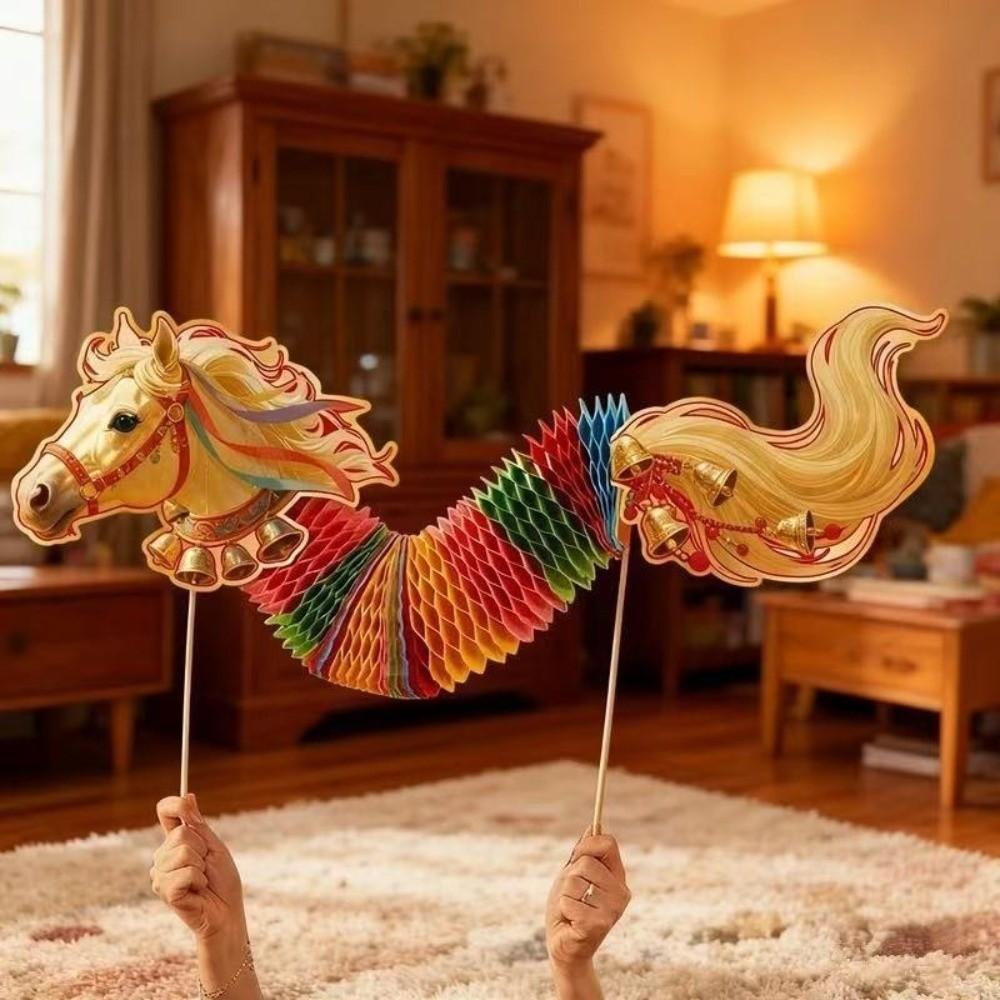 Cartoon Handheld Horse Ornaments 3 D New Year Decoration Dragon Horse Toy  Home Living Room Decor