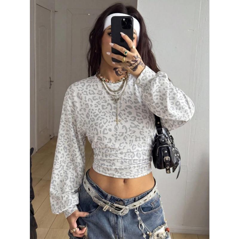 Sudadera con capucha corta para mujer Y2k, manga de farol, Streetwear, ajuste ceñido, top de manga larga